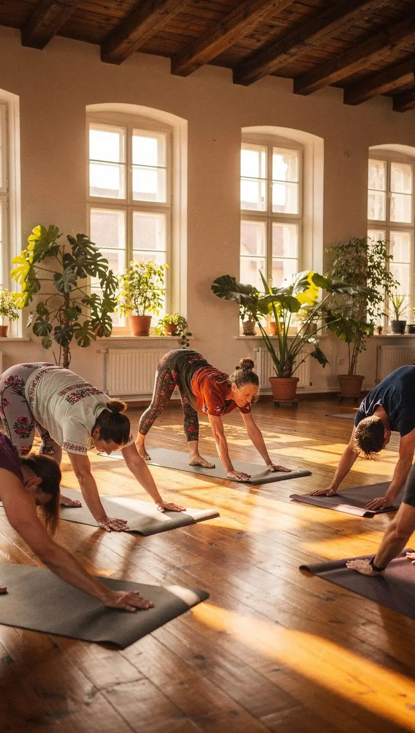 Osoba wykonująca asanę w idealnej postawie, z wyraźnym skupieniem na technice.
