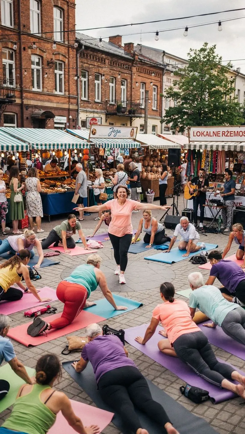 Instruktor jogi demonstrujący prawidłowe ułożenie ciała w asanie.