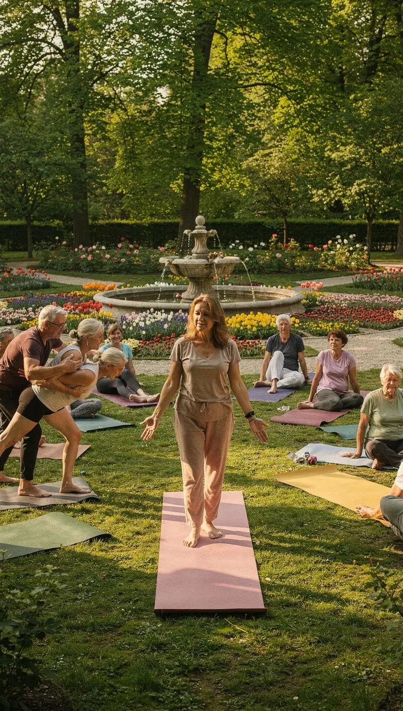 Instruktor jogi demonstrujący prawidłowe ułożenie ciała w asanie.