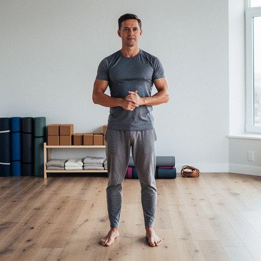 Kolorowe maty do jogi ułożone na trawie, tworzące przytulną atmosferę zajęć.